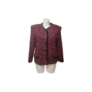 80's Boucle Haberdashery Jacket Women 18 Purple Lined Classic Y2k